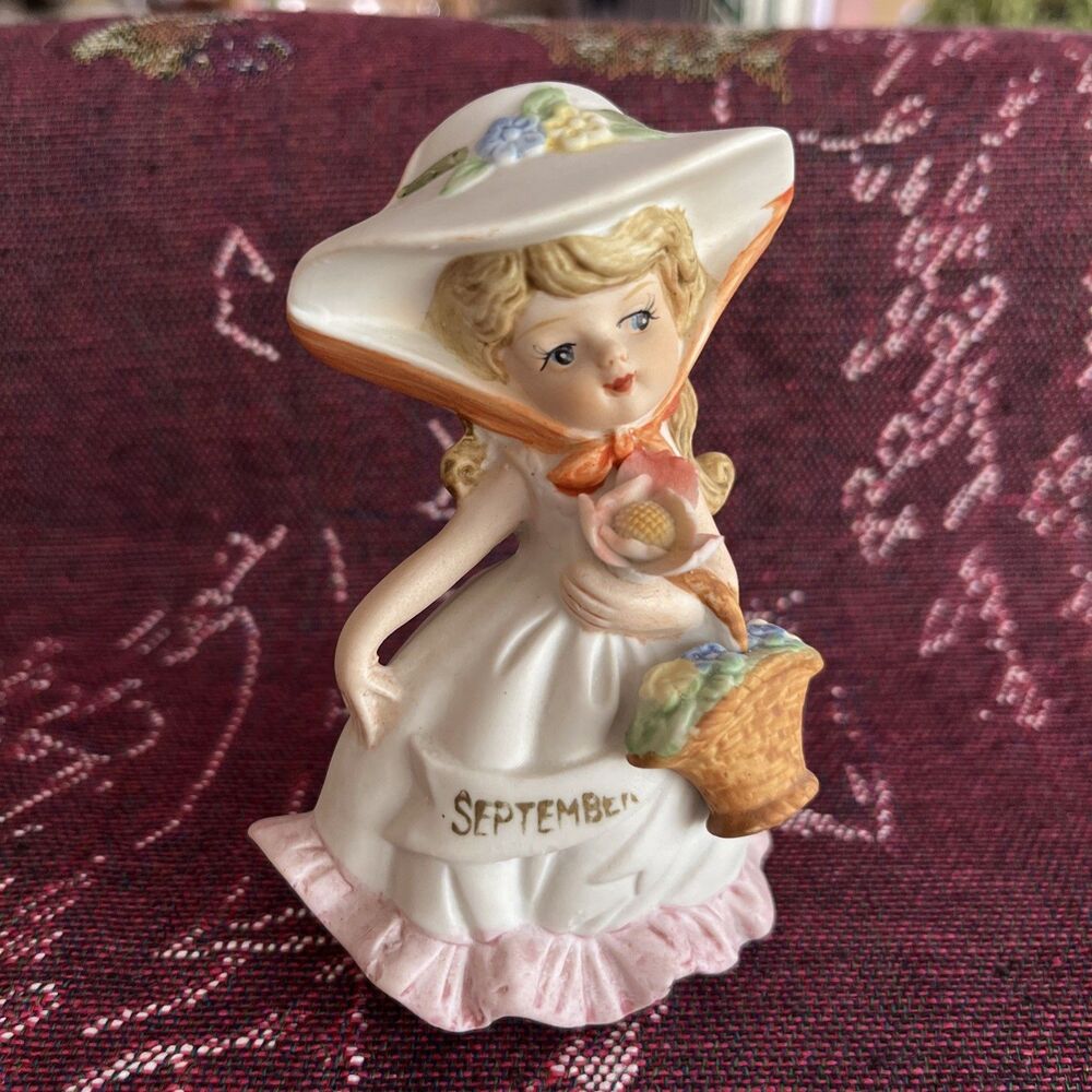 Vintage Porcelain SEPTEMBER Birthday Girl  Collectible Figurine Numbered